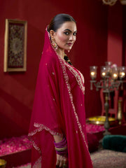 Pink Embroidered Kurta Set with Dupatta & Plazzo