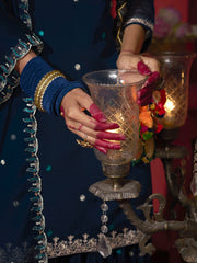 Blue Embroidered Kurta Set with Dupatta & Palazzo Pants