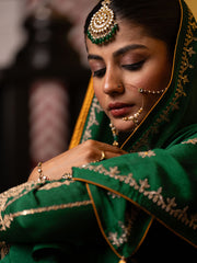 Green Chinon Zari Sequence Embroidered and Cording Kurta With Pant And Dupatta Set