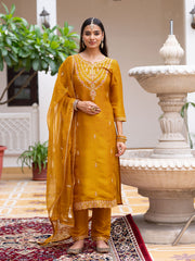 Yellow EmbroideYellow Kurta Set with Dupatta & Pants