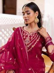 Pink EmbroidePink Kurta Set with Dupatta & Pants