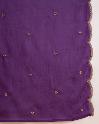 Purple Embroidered Short Anarkali and Dhoti Pant Set