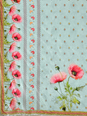 Pastel Blue Floral Anarkali Suit with Dupatta