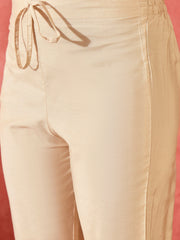 Cream Floral Anarkali Suit with Dupatta